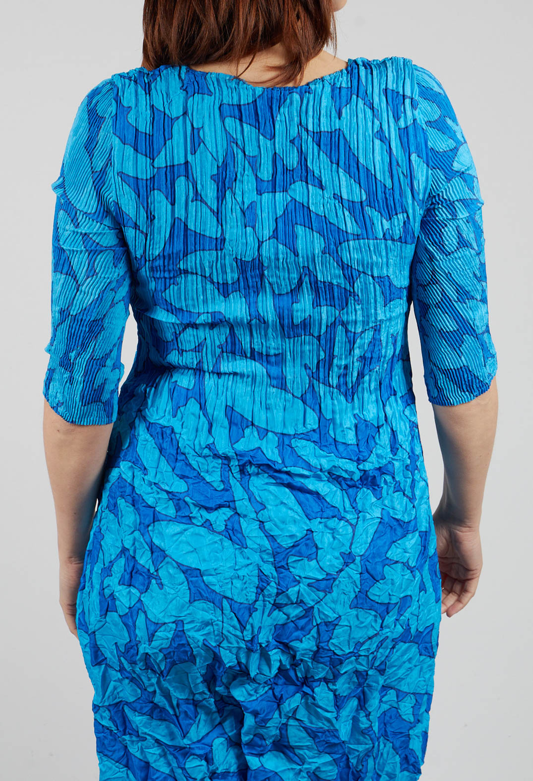 Three Quarter Sleeve Smash Dress in Blue Butterflies