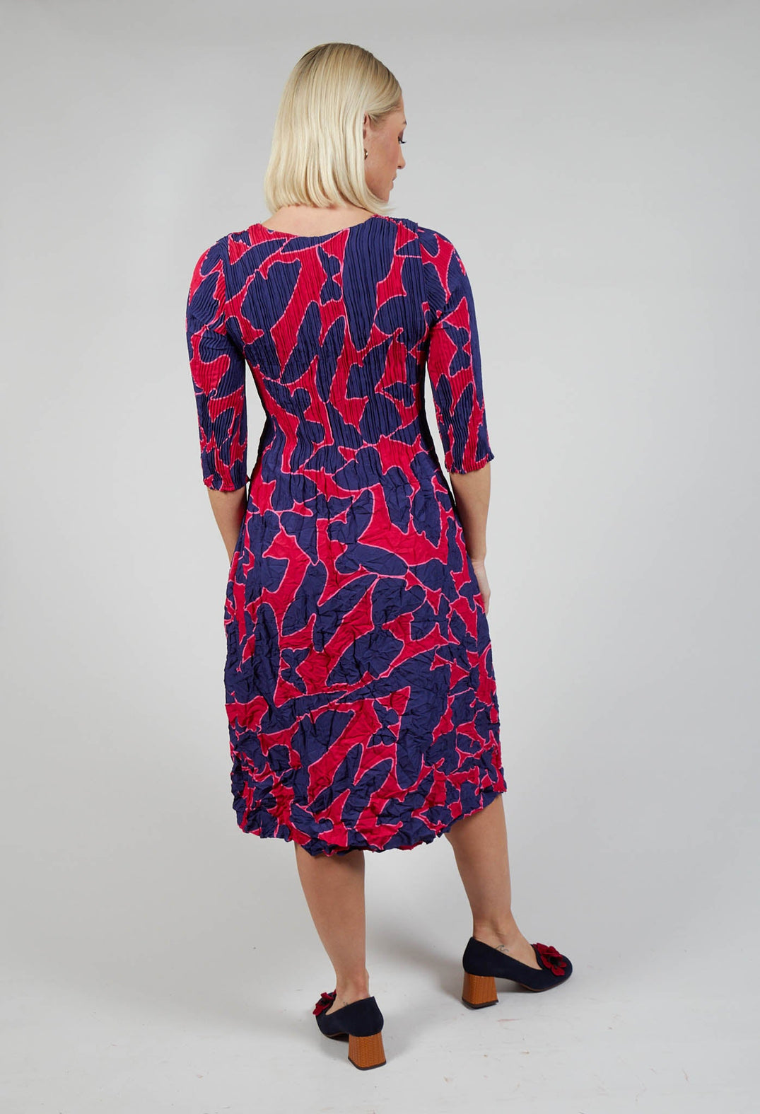 Three Quarter Sleeve Smash Dress in Cerise Butterfly