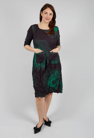 Three Quarter Sleeve Smash Dress in Forest Rose
