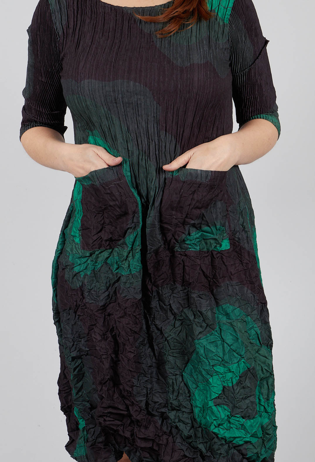 Three Quarter Sleeve Smash Dress in Forest Rose