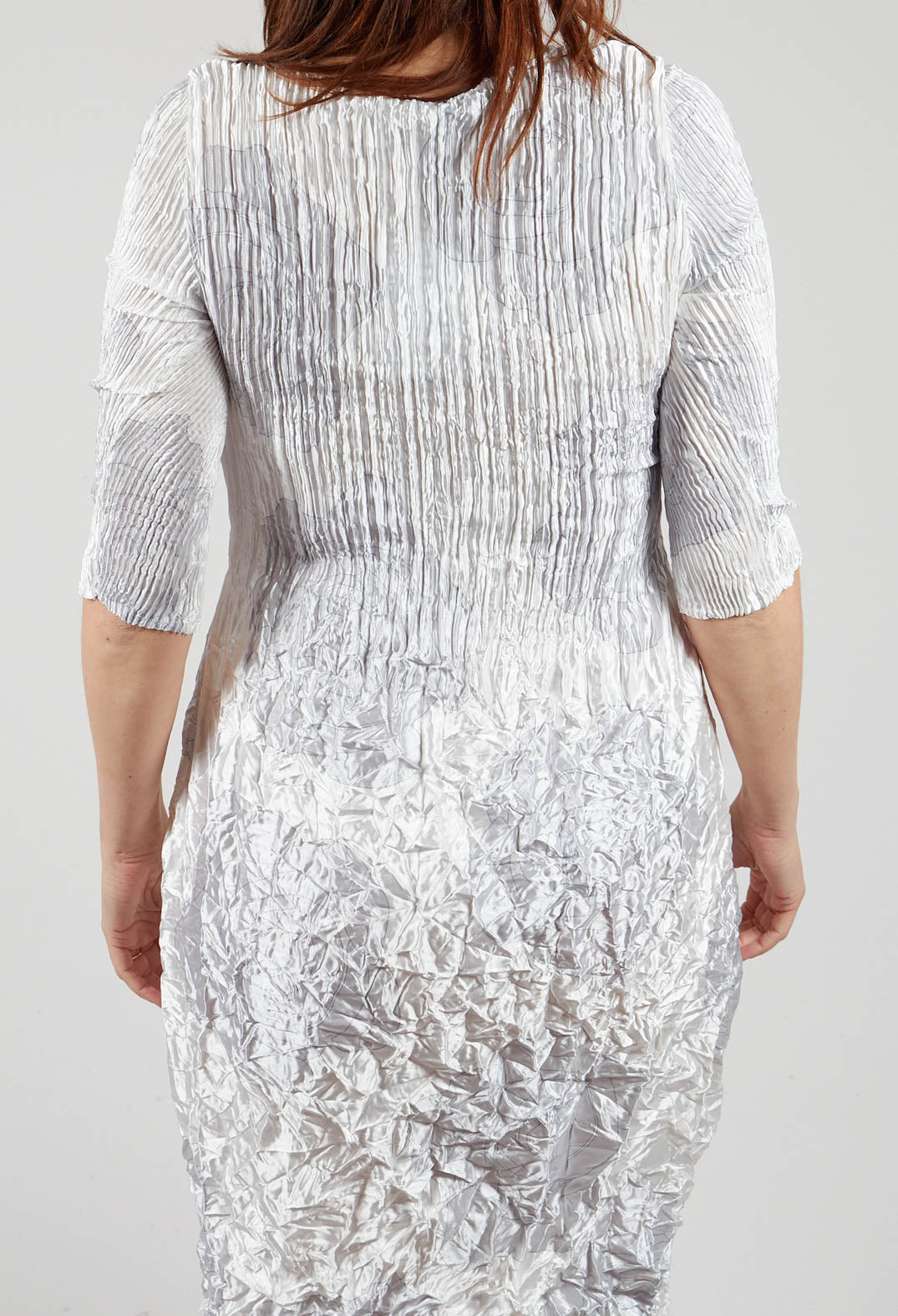 Three Quarter Sleeve Smash Dress in Glossy Silver Rose