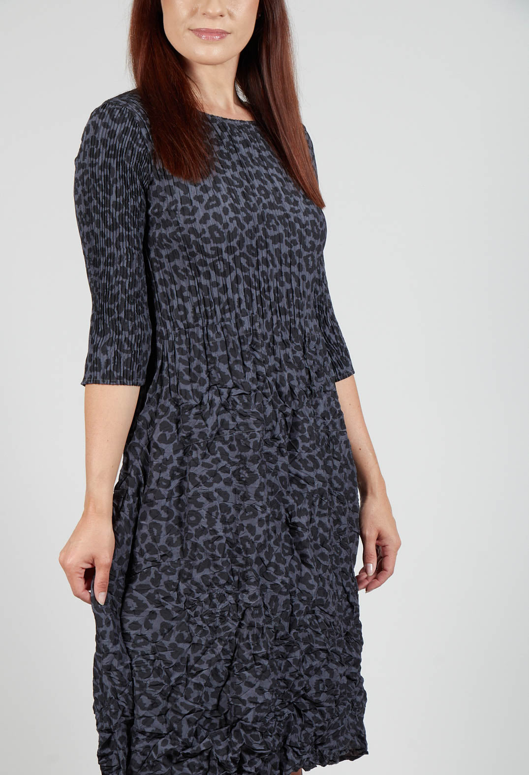 Three Quarter Sleeve Smash Dress in Leopard