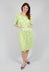 Three Quarter Sleeve Smash Dress in Lime Geo Clover