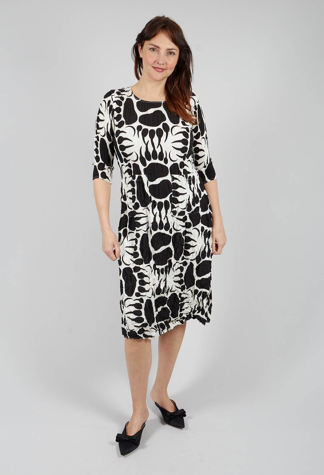 Three Quarter Sleeve Smash Dress in Moonbear