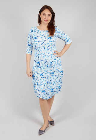 Three Quarter Sleeve Smash Dress in Ocean Foam