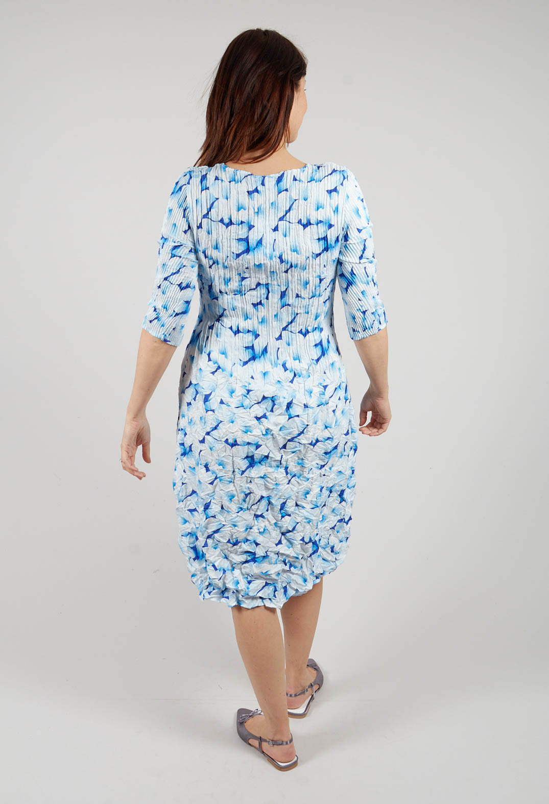 Three Quarter Sleeve Smash Dress in Ocean Foam