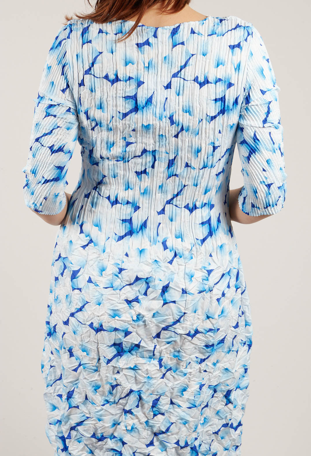 Three Quarter Sleeve Smash Dress in Ocean Foam