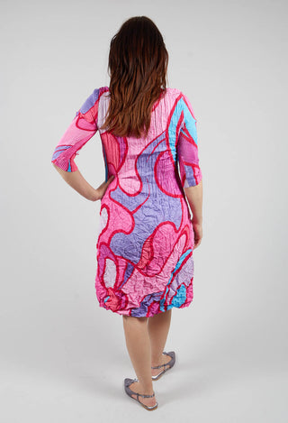 Three Quarter Sleeve Smash Dress in Pink Punch