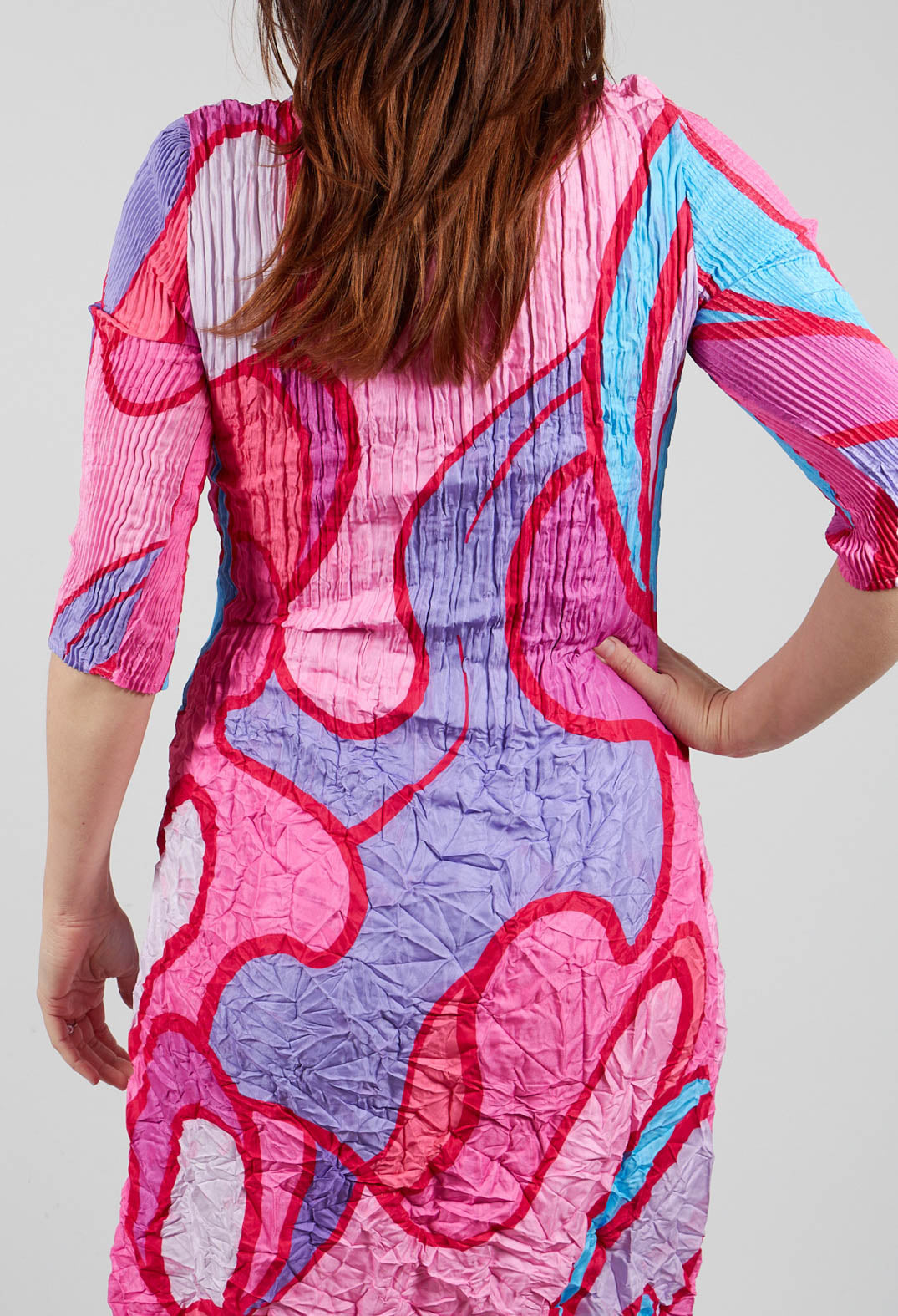 Three Quarter Sleeve Smash Dress in Pink Punch