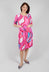Three Quarter Sleeve Smash Dress in Pink Punch