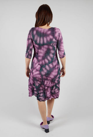 Three Quarter Sleeve Smash Dress in Purple Leaf
