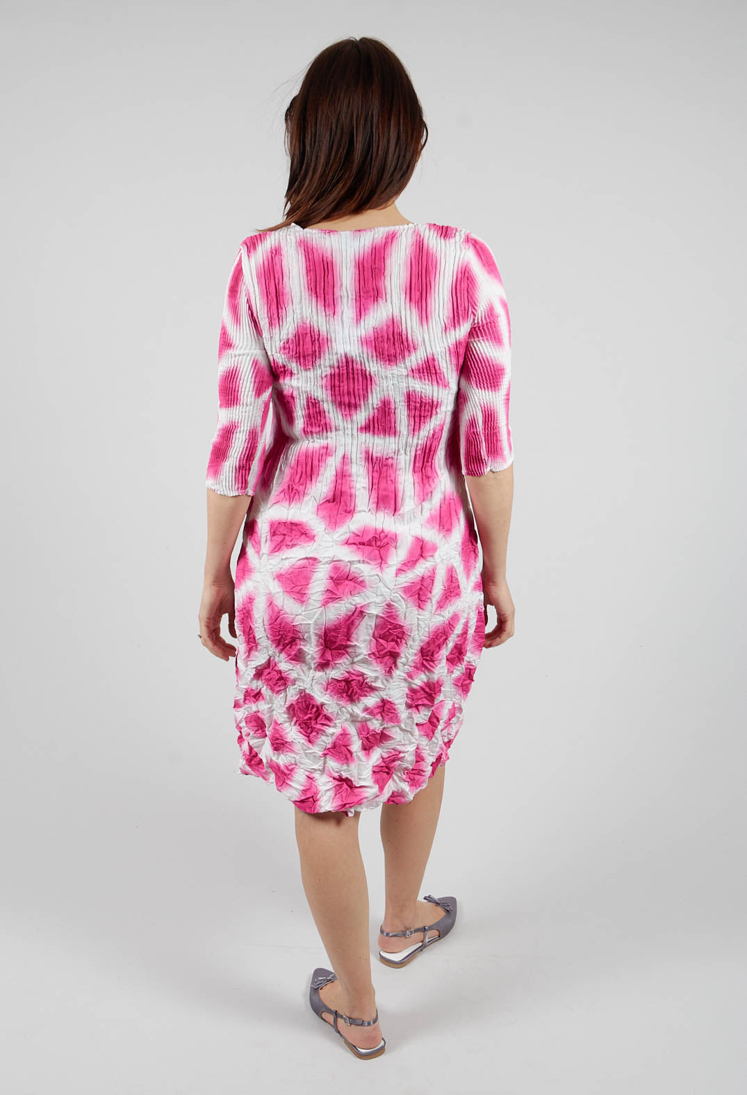 Three Quarter Sleeve Smash Dress in Tetris Pink