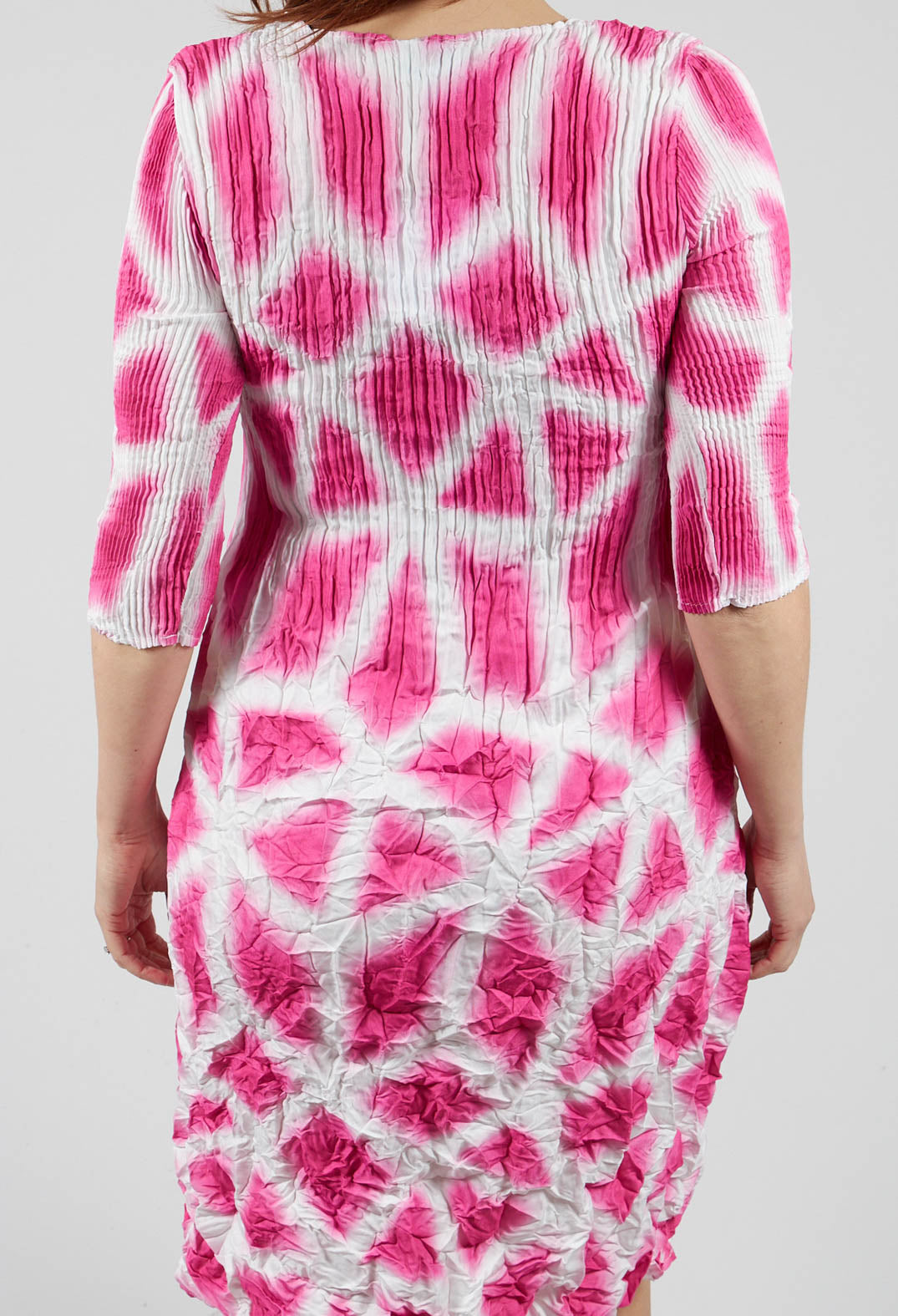 Three Quarter Sleeve Smash Dress in Tetris Pink