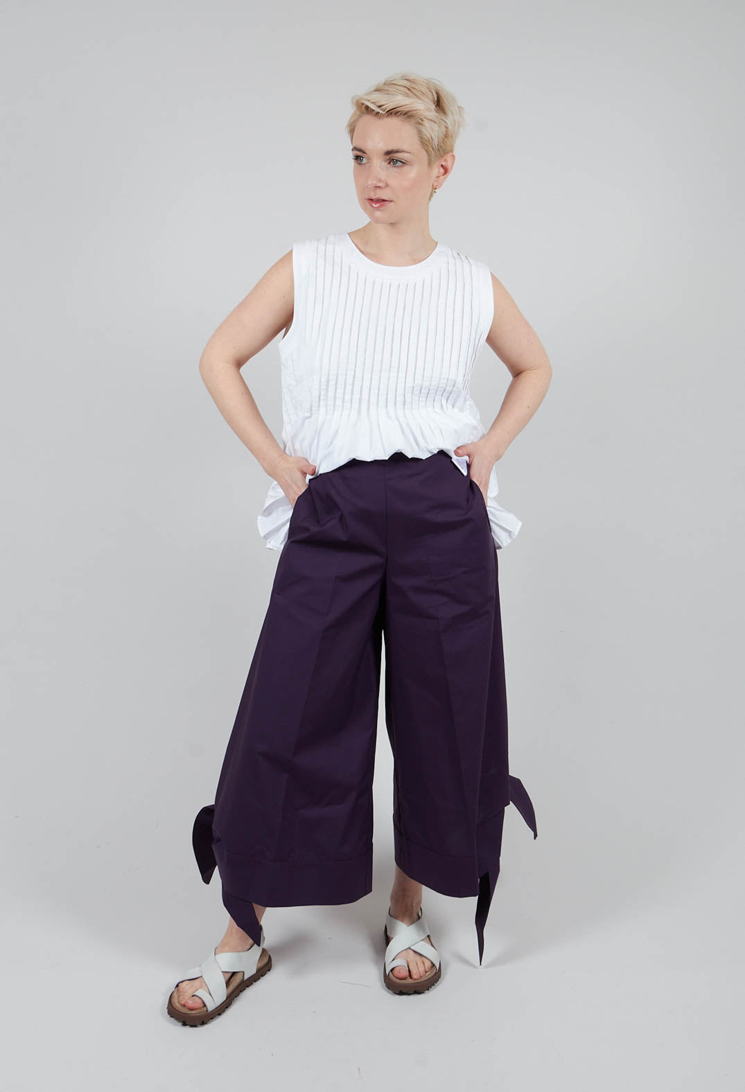 Tie Bottom Trouser in Mauve