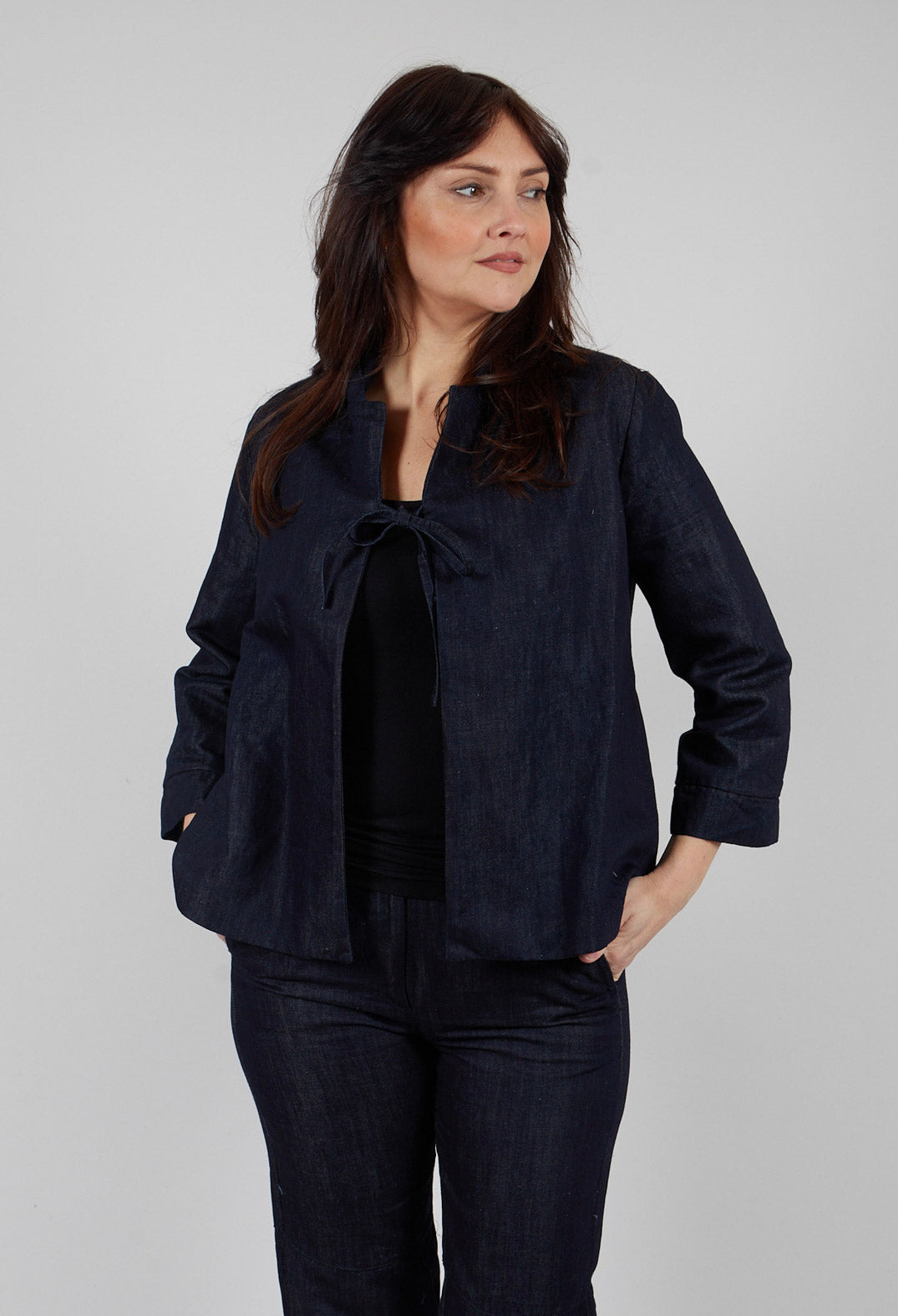 Tie Front Jacket in Denim