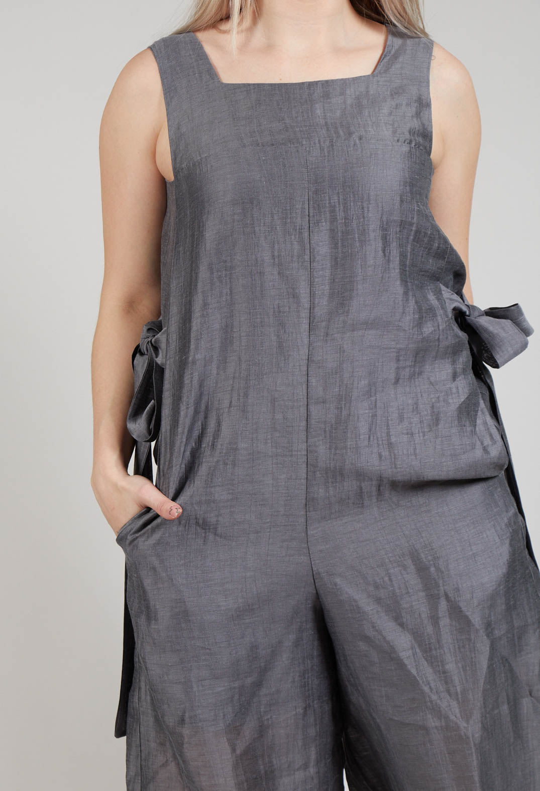 Tie Side Jumpsuit in Grey