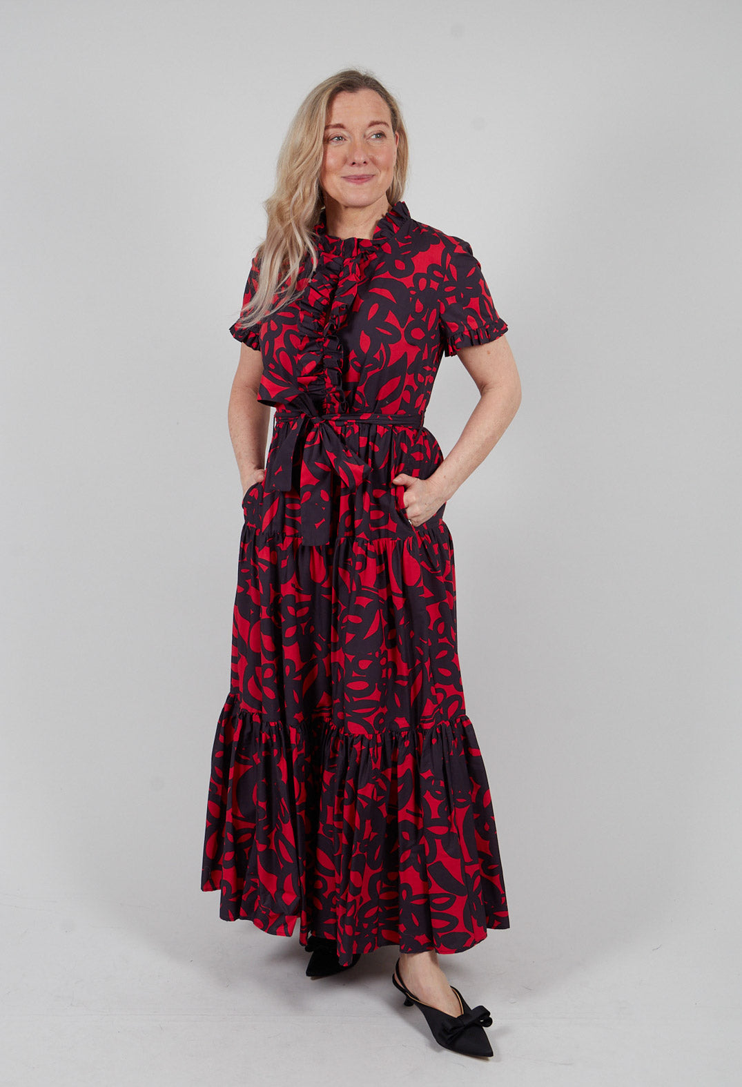 Tiered Dress in Gojiberry and Polinig