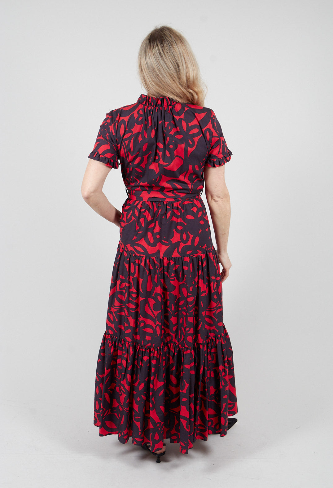 Tiered Dress in Gojiberry and Polinig