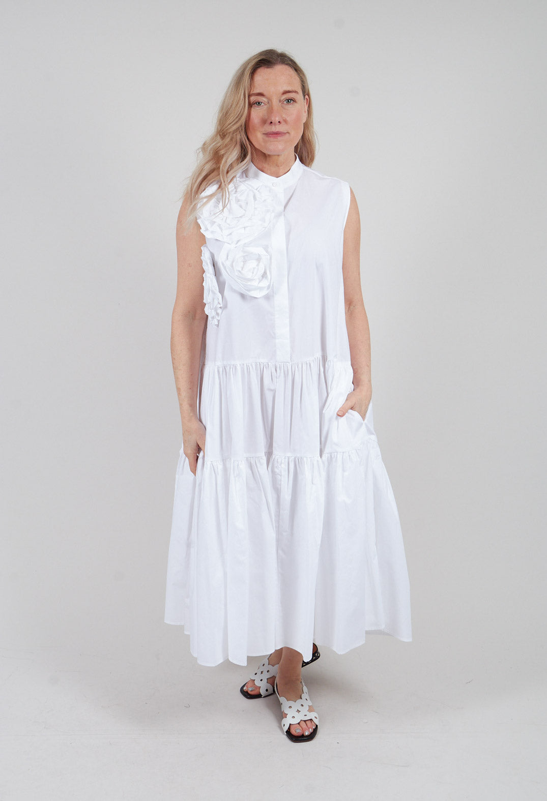 Tiered Dress in Off White