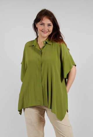 Torre Shirt with Pointed Hem in Wasabi