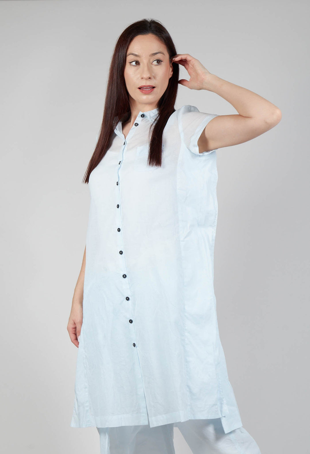 Transparent Shirt Dress in Enzian 10% Stiff