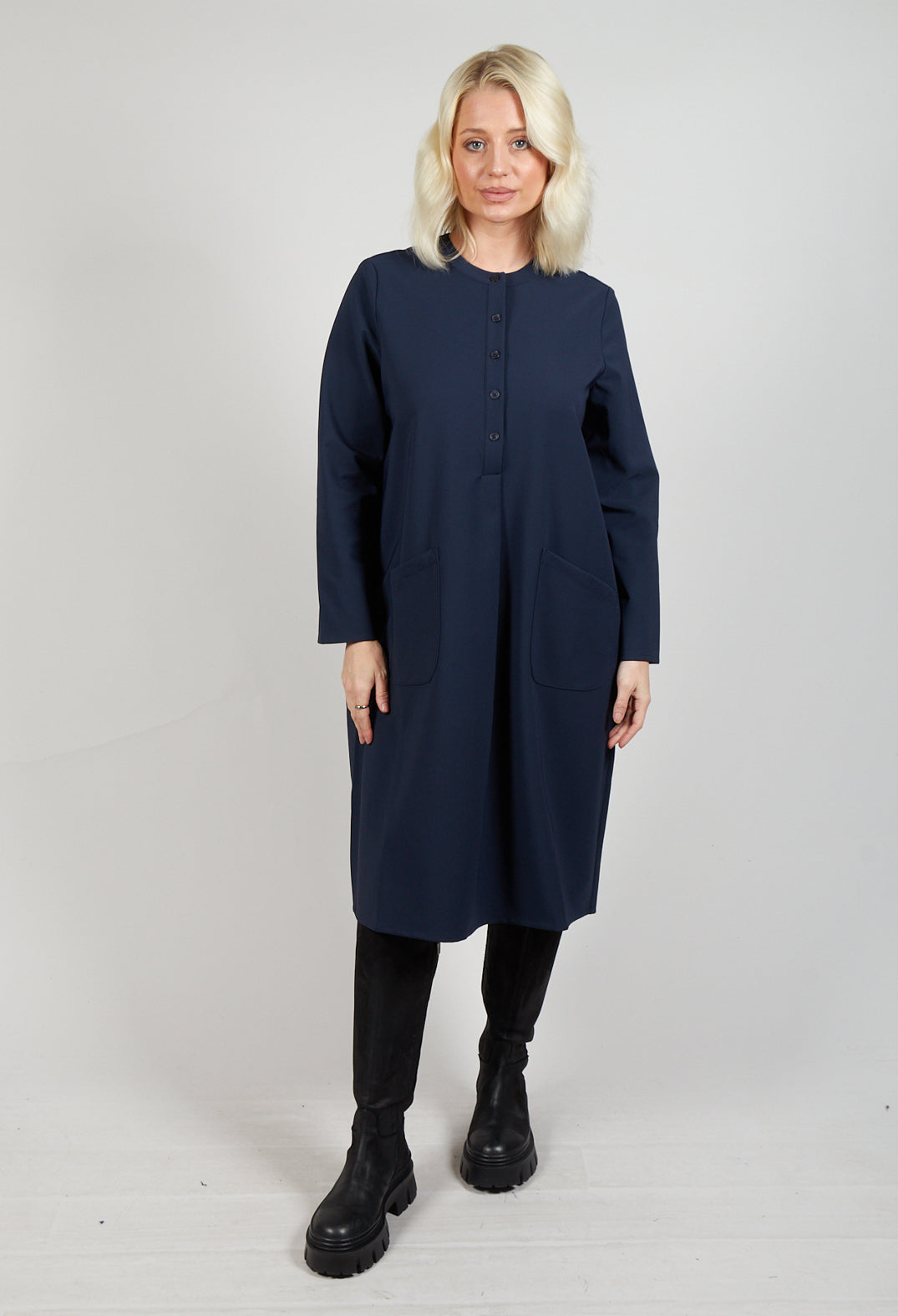navy blue travel dress Navy Blue Linen Midi Dress Handmade Fit & Flare Everyday & Travel Dress
