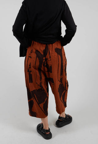 Trousers in Brown Print