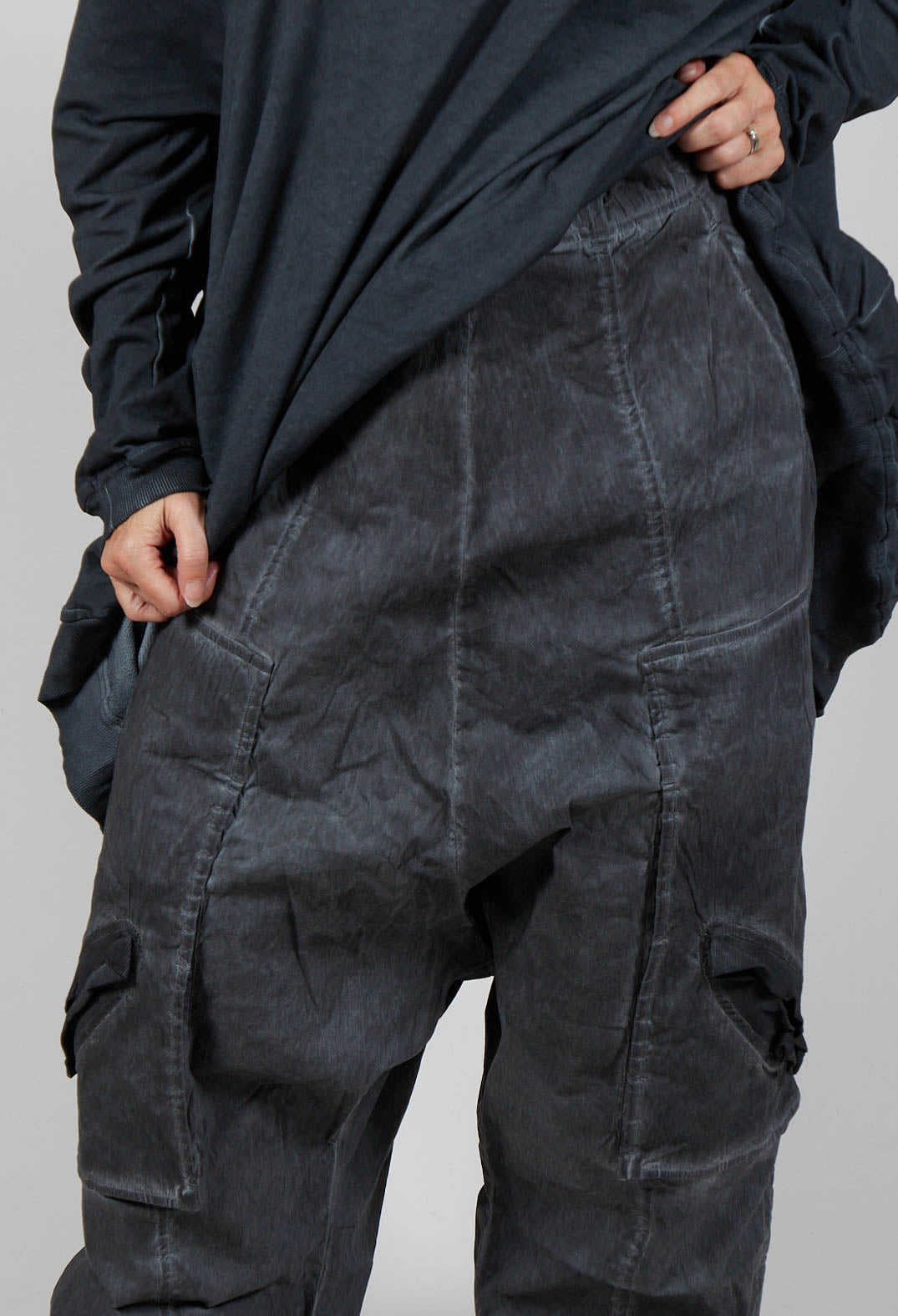 Trousers with Bleached Stitching in Coal Cloud