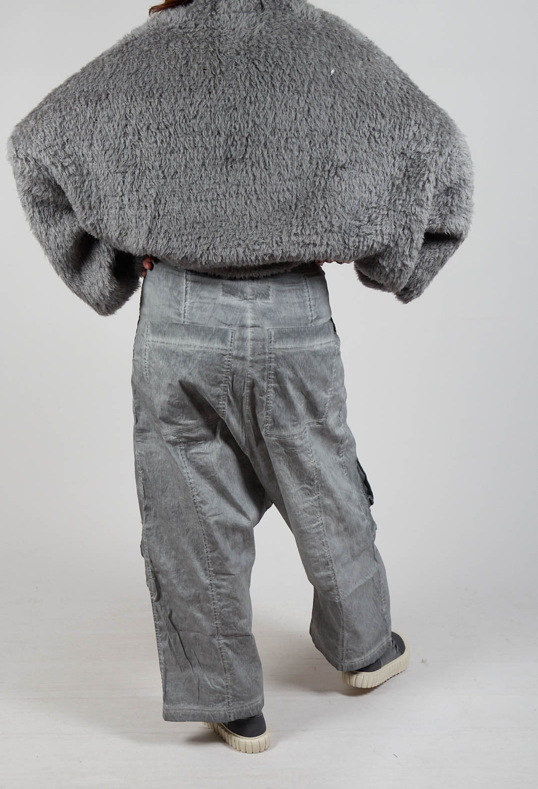 Trousers with Bleached Stitching in Pencil Cloud