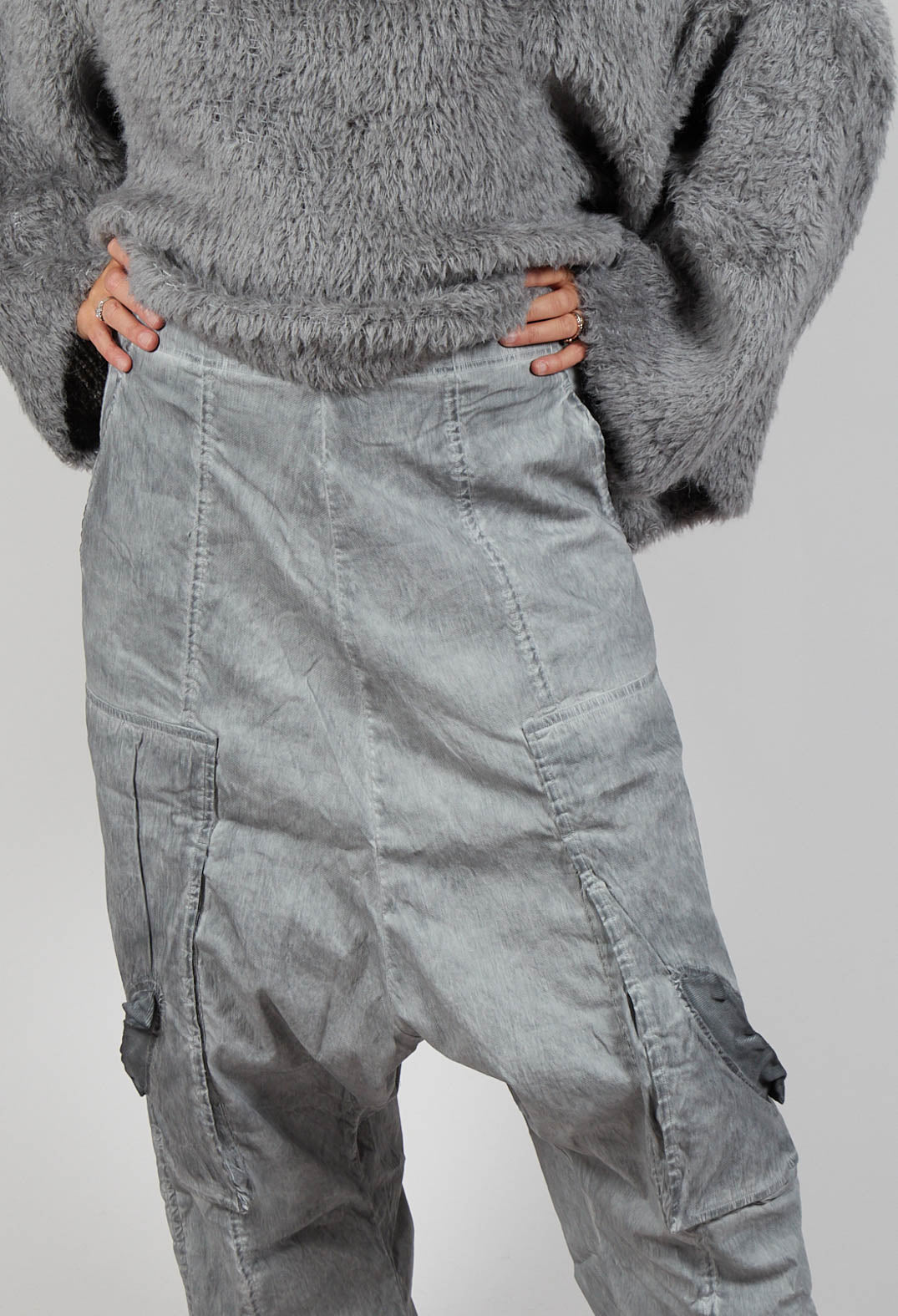 Trousers with Bleached Stitching in Pencil Cloud