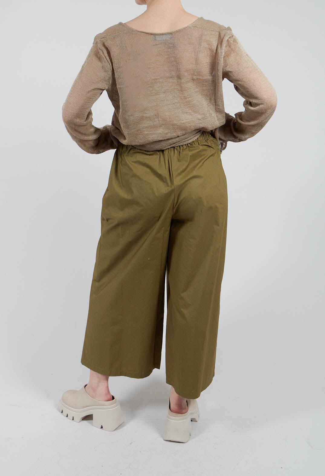 Trousers with Wide Leg in Cactus