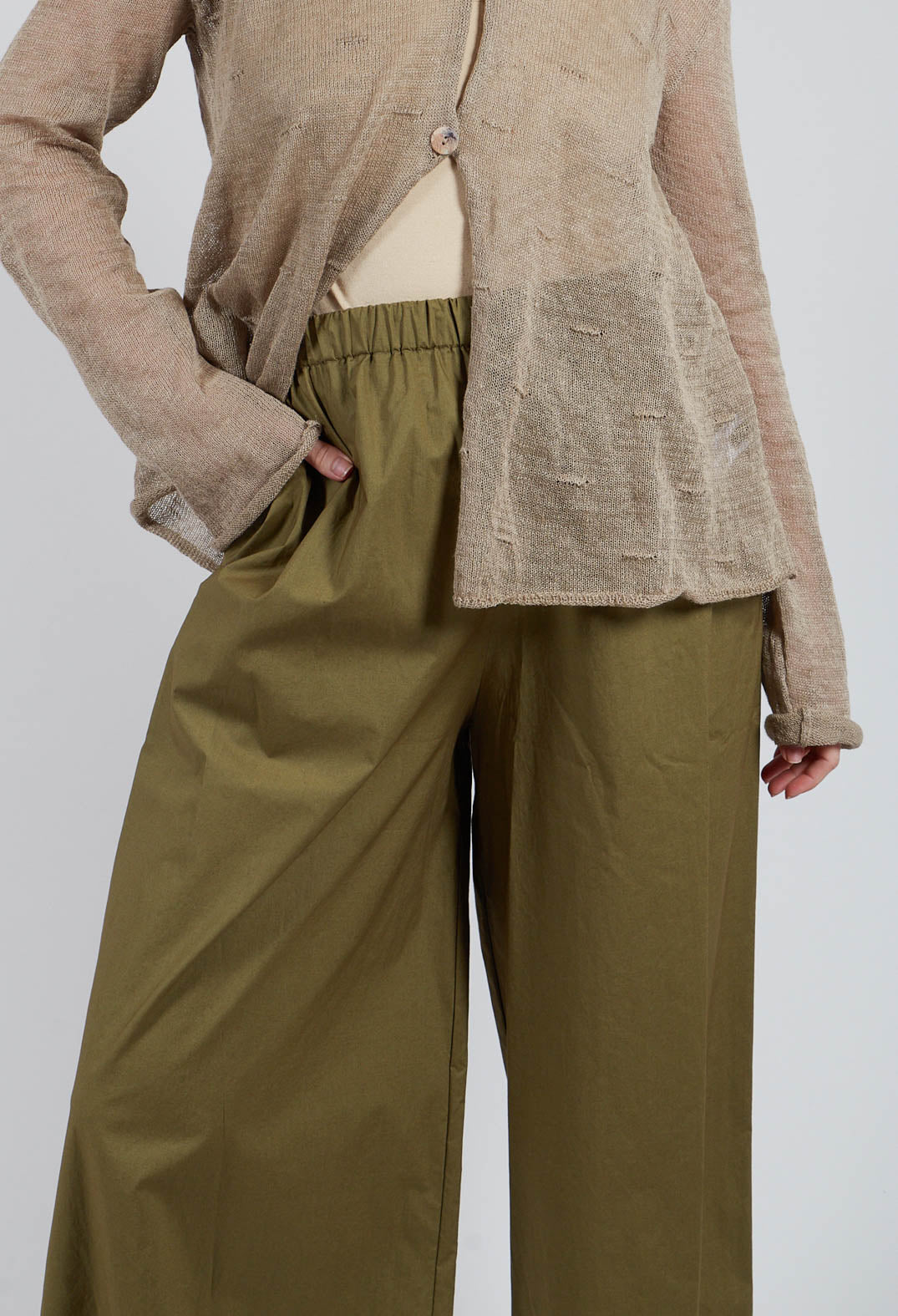 Trousers with Wide Leg in Cactus