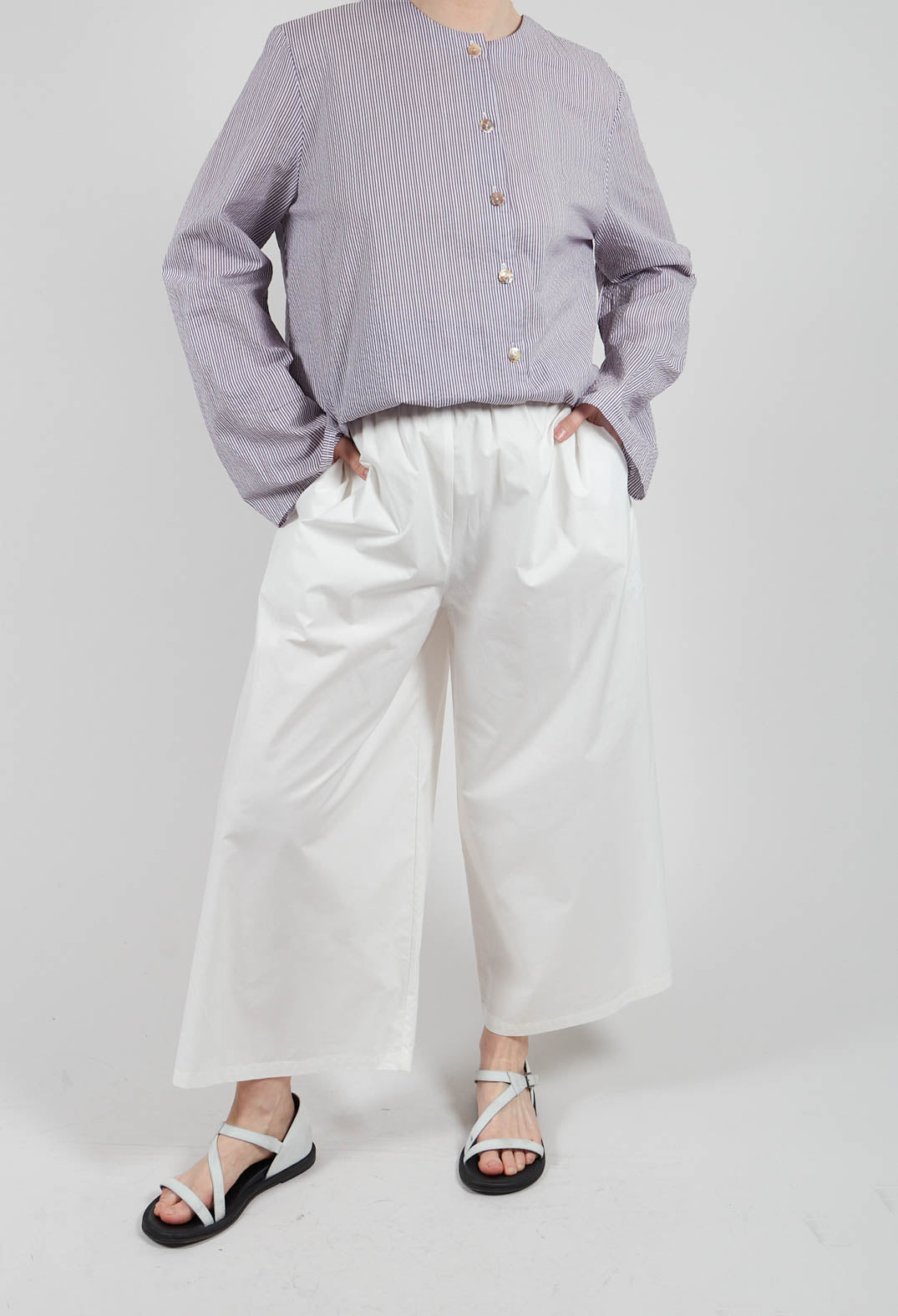 Trousers with Wide Leg in Rice