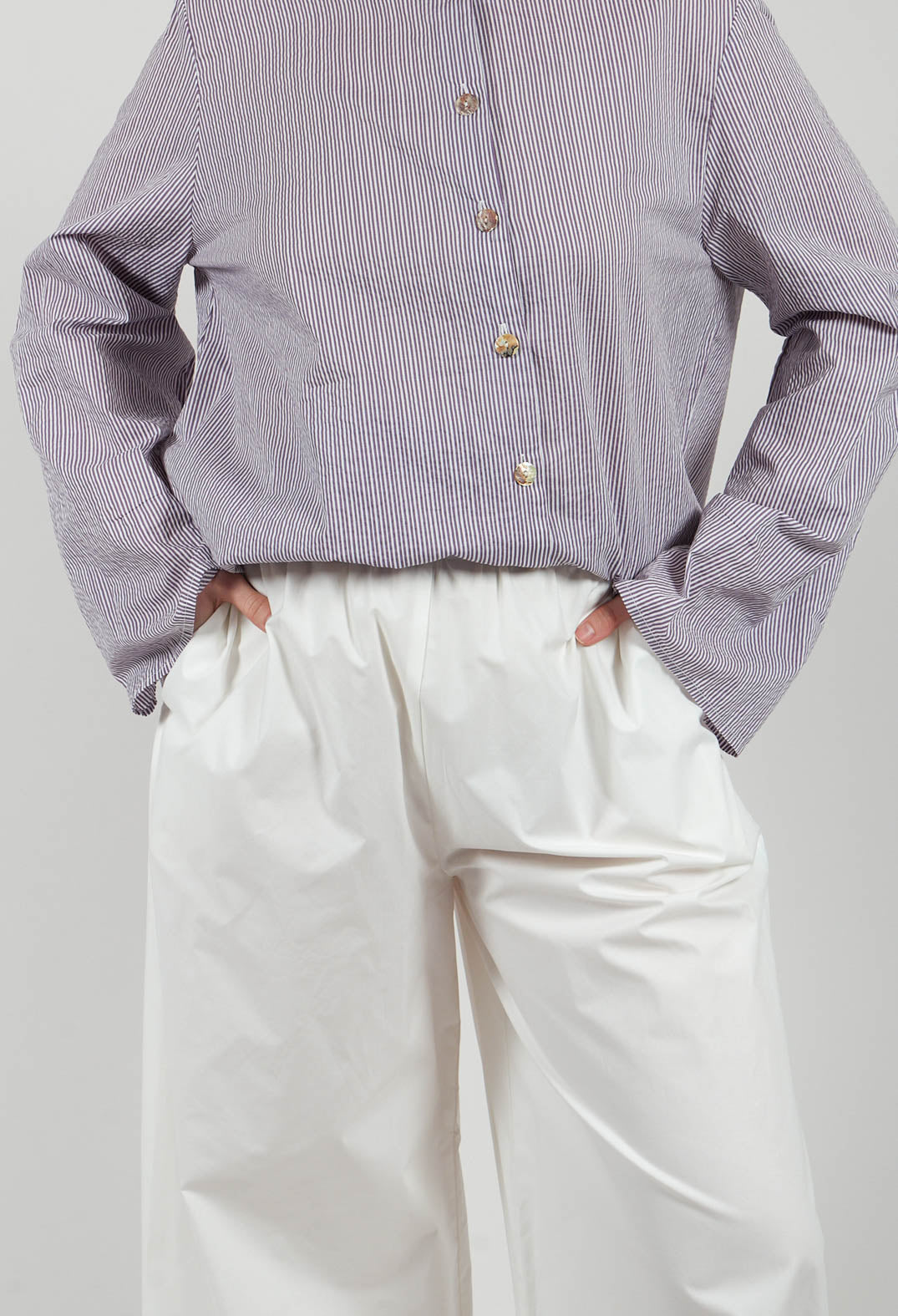 Trousers with Wide Leg in Rice