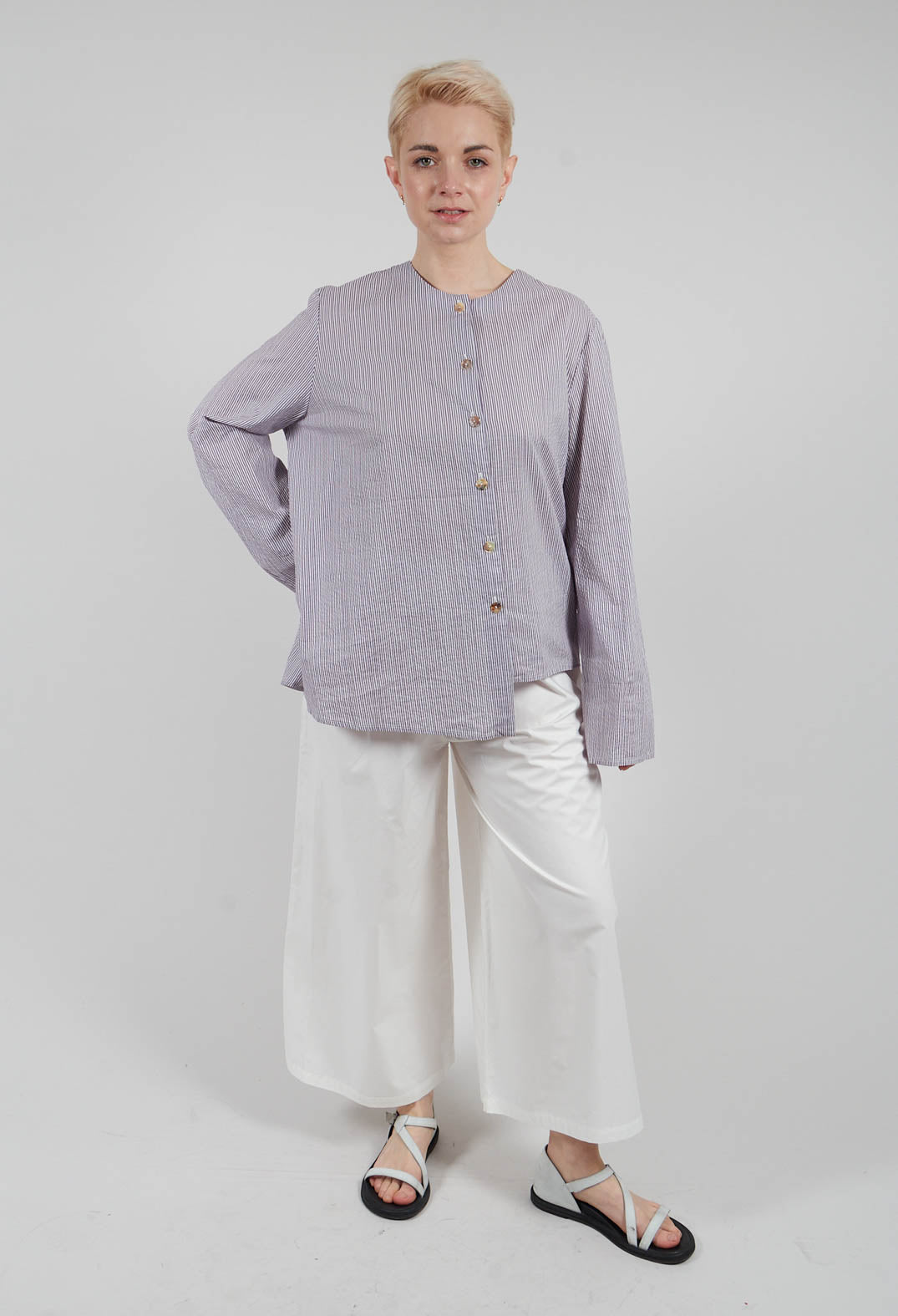 Trousers with Wide Leg in Rice
