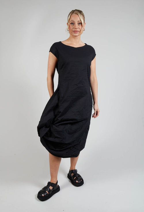 Tucked Fabric Dress in Black