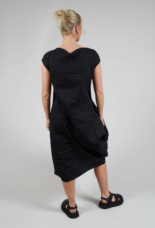 Tucked Fabric Dress in Black
