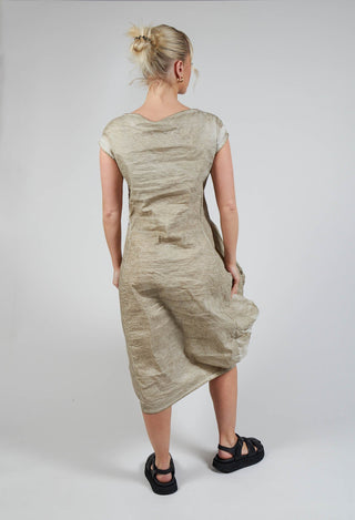 Tucked Fabric Dress in Straw Cloud