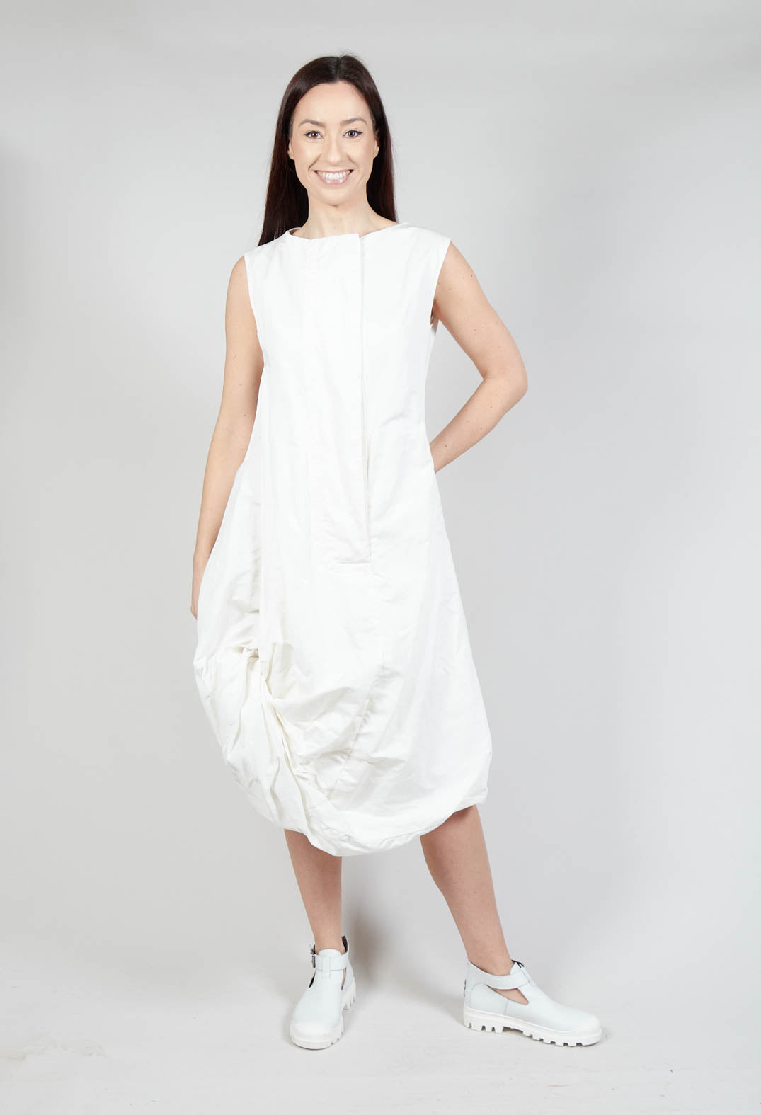 Tucked Fabric Mod Shift Dress in Callas