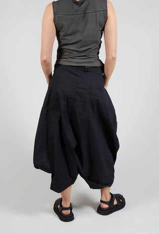 Tucked Fabric Trousers in Black