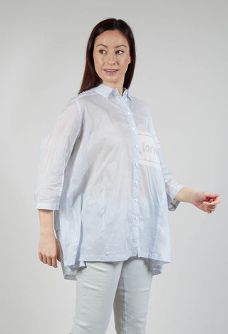 Tulip Hem Cotton Shirt in Grey Print