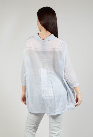 Tulip Hem Cotton Shirt in Grey Print