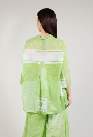 Tulip Hem Cotton Shirt in Lime Print