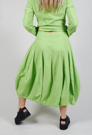 Tulip Hem Jersey Skirt in Lime