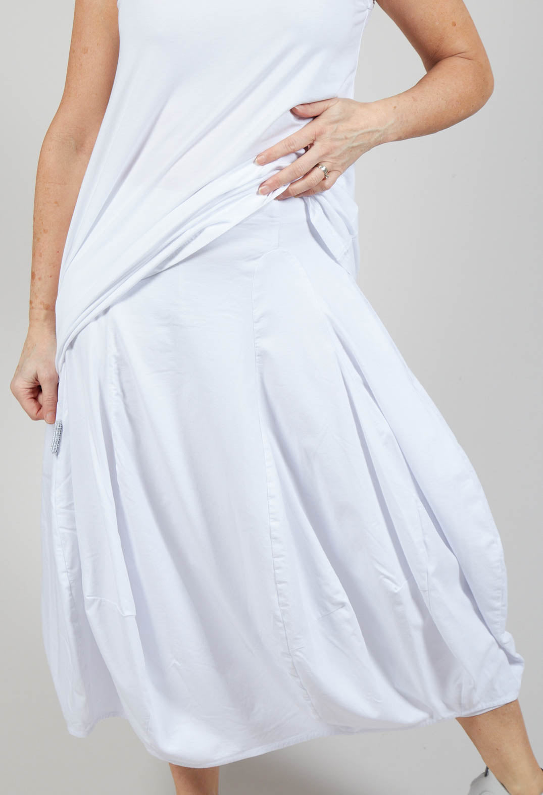 Tulip Hem Jersey Skirt in White