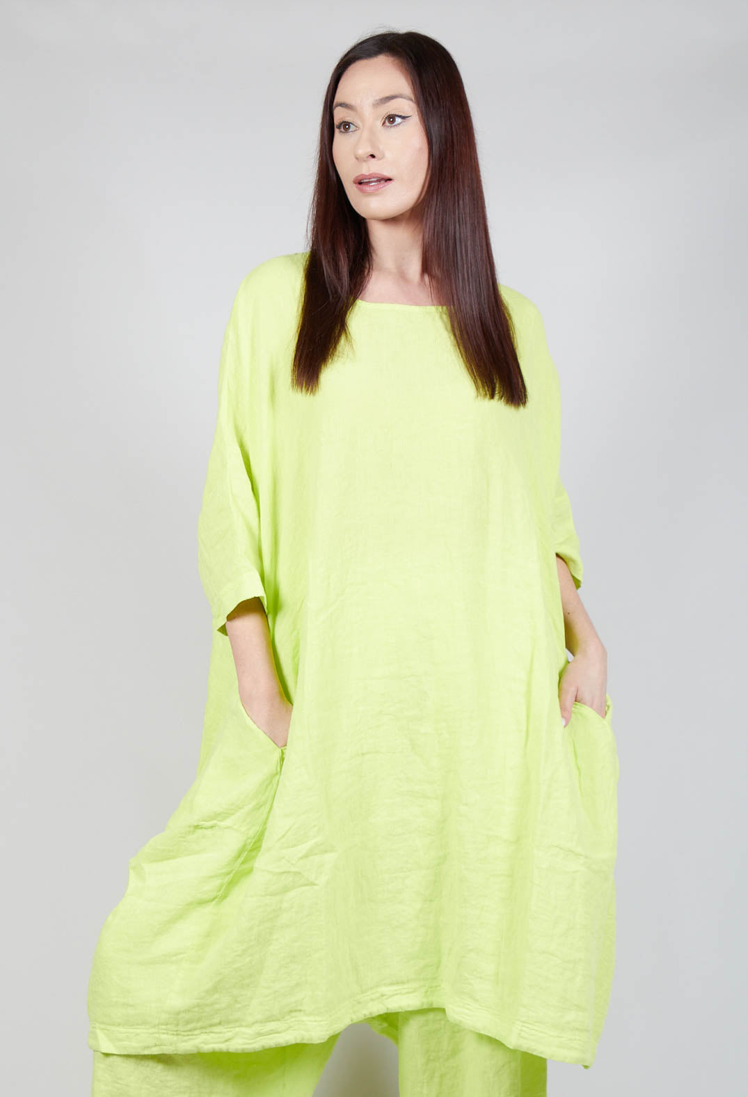 Tulip Hem Linen Dress in Sun Olivia May