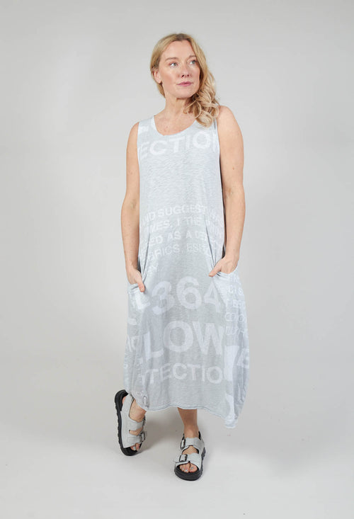 Tulip Hem Sleeveless Dress in Grey Print