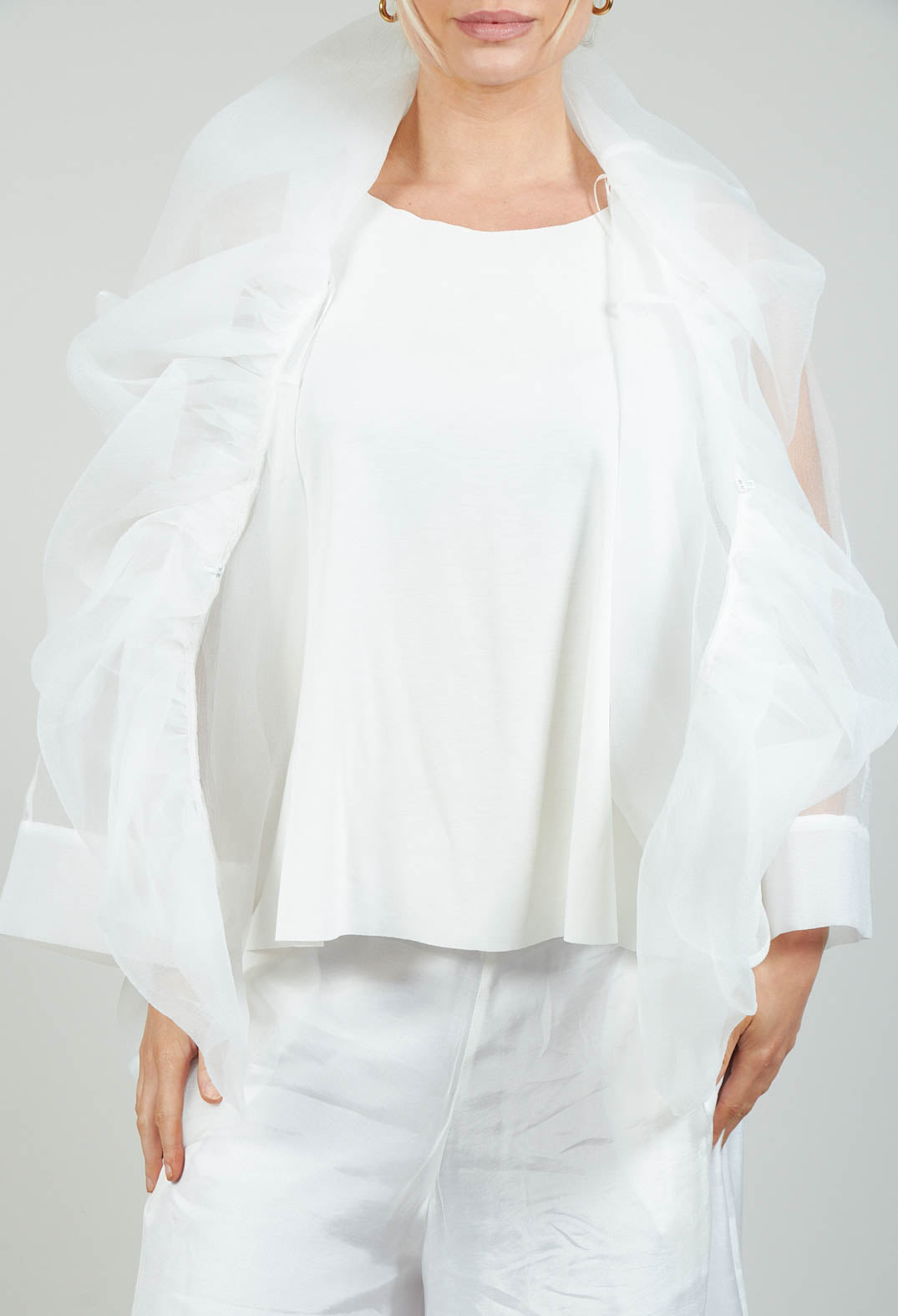 Bize Tulle Jacket in White | Olivia May