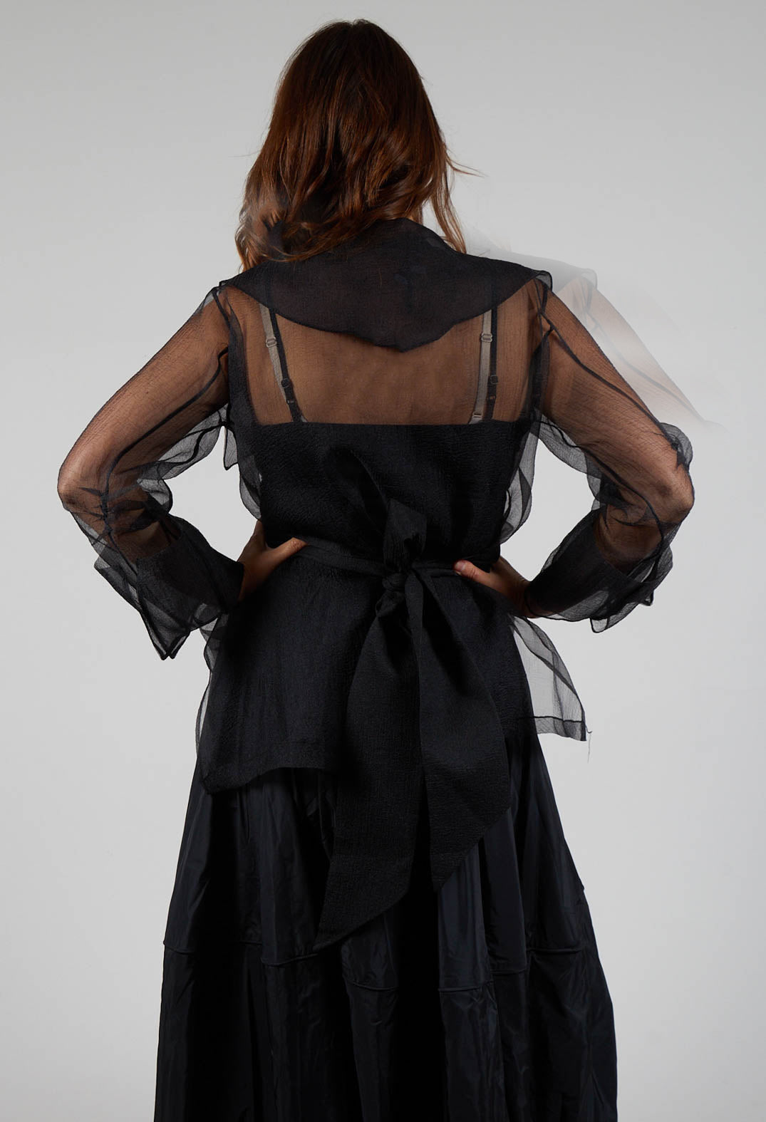 Bize Tulle Open Jacket in Black | Olivia May