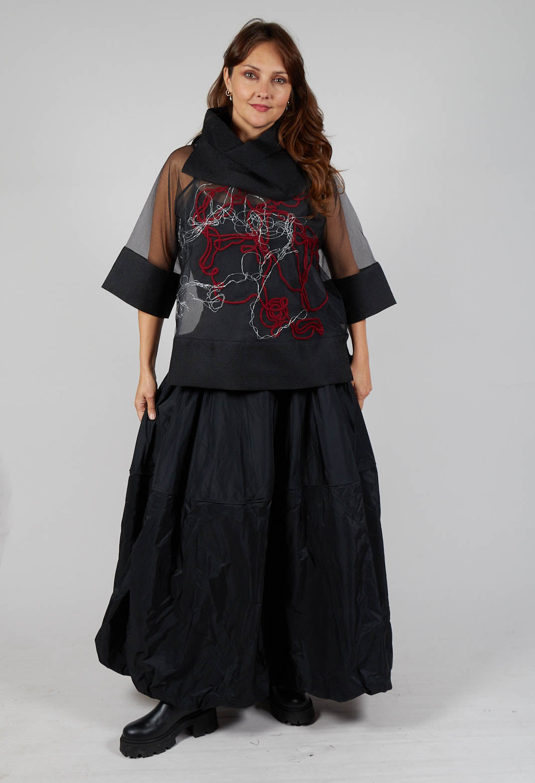 Bize Tulle Oversized Top in Black | Olivia May